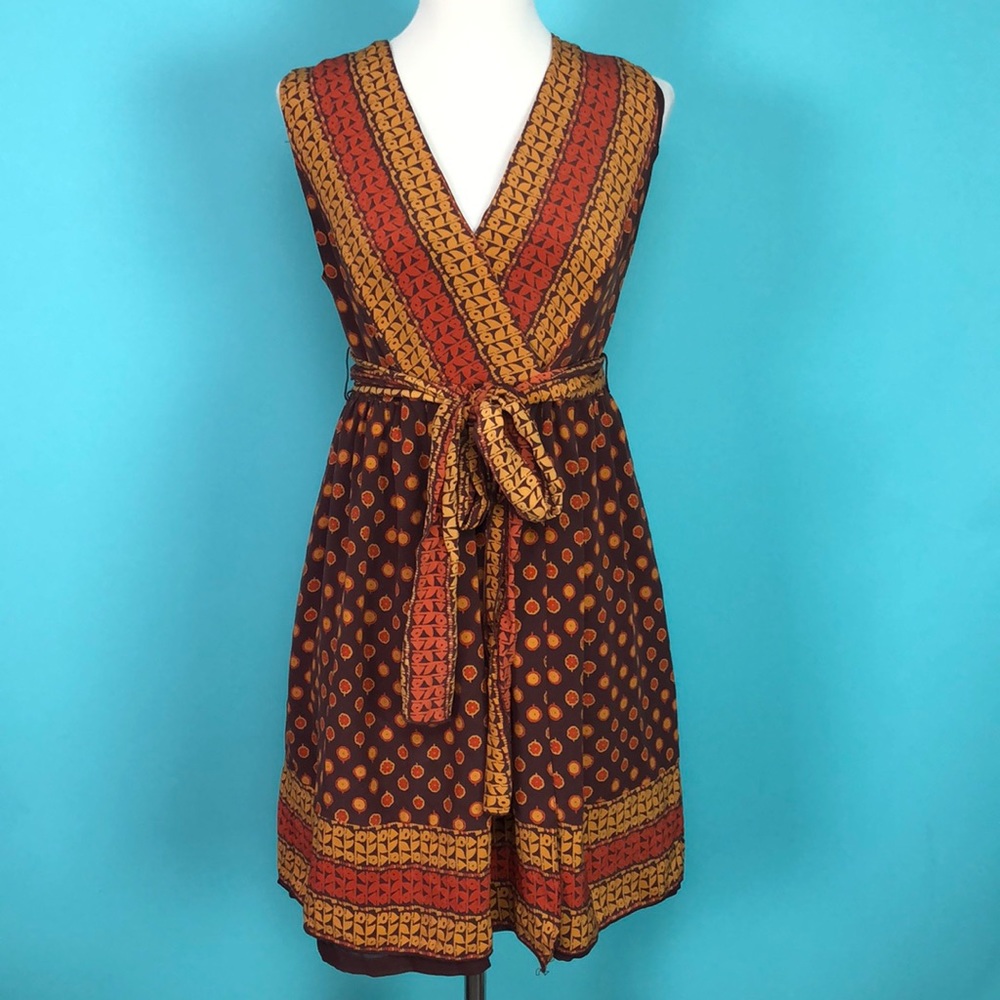 Anna Sui Sleeveless Silk Wrap Dress Size M
